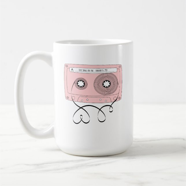 Kärlek Sång för You-Retro Valentines kassettband Kaffemugg (Vänster)