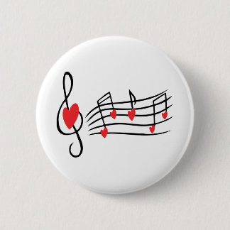 KÄRLEK SÅNG MUSIK NOTER CUTE RED BLACK WHITE FRIEN KNAPP