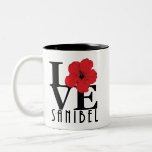 KÄRLEK Sanibel Florida Red Hibiscus 111oz Två-Tonad Mugg