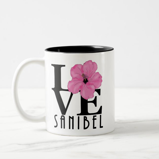 KÄRLEK Sanibel Rosa Hibiscus 11oz Två-Tonad Mugg (Vänster)