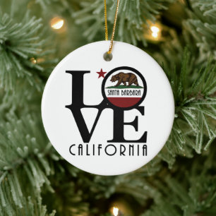 KÄRLEK Santa Barbara California Julgransprydnad Keramik