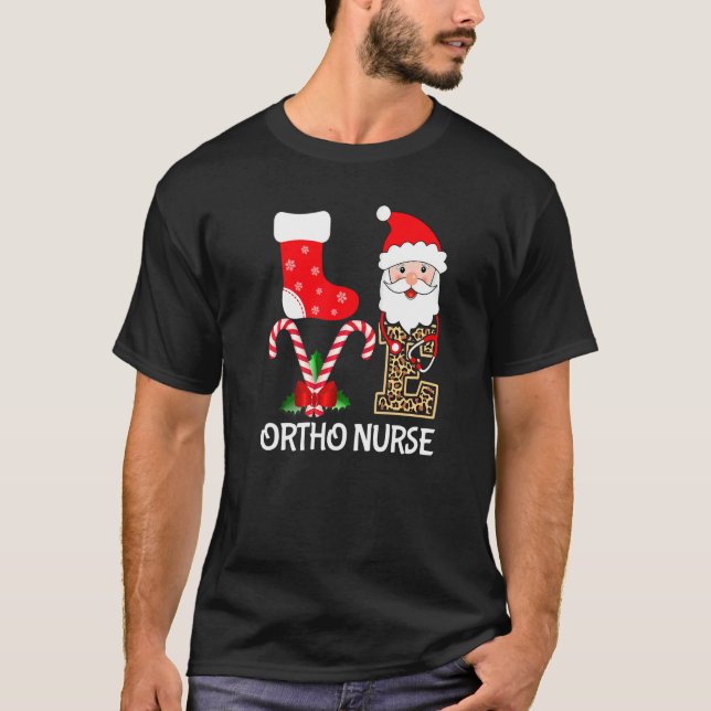 Kärlek Santa Hat Stethoscope Ortho Nurse Orthopedi T Shirt (Framsida)