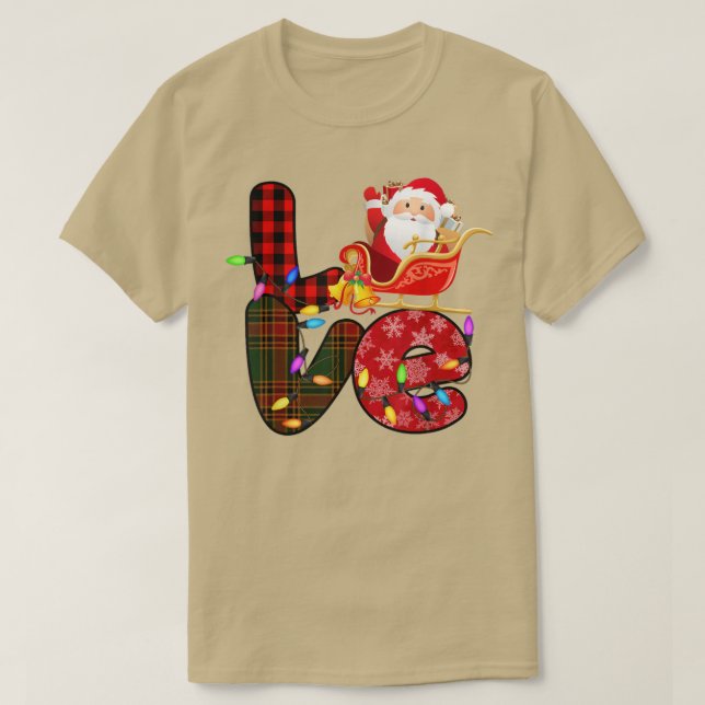 Kärlek Santa Julafton Ljus Red Buffalo Play Snowin T Shirt (Design framsida)