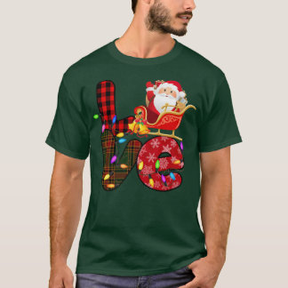 Kärlek Santa Julafton Ljus Red Buffalo Play Snowin T Shirt
