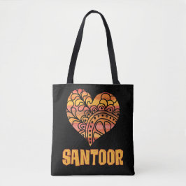 Kärlek Santoor Orange Mandala Heart Indian Music Tygkasse