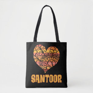 Kärlek Santoor Orange Mandala Heart Indian Music Tygkasse