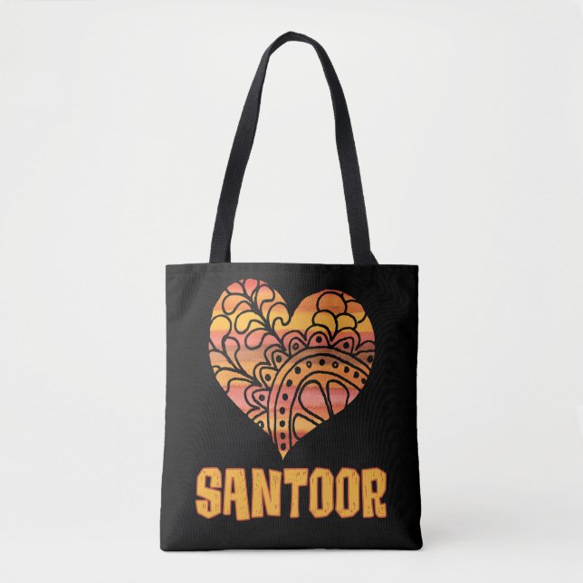 Kärlek Santoor Orange Mandala Heart Indian Music Tygkasse (Framsida)
