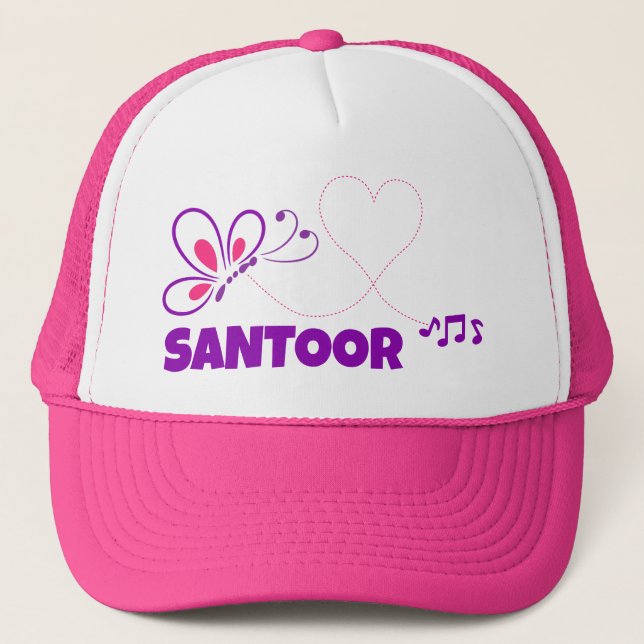 Kärlek Santoor Rosa Lila Fjäril Hjarta Keps (Framsida)