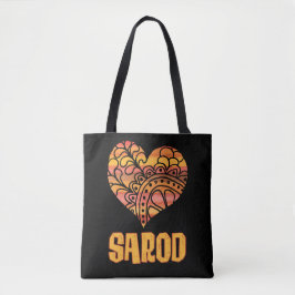 Kärlek Sarod Orange Mandala Heart Indian Music Tygkasse
