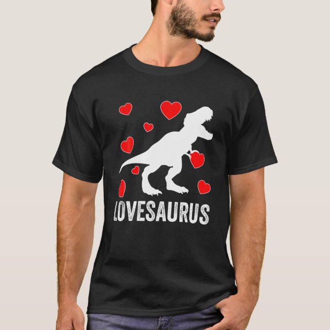 Kärlek Saurus t Rex Dinosaur Funny Valentines day  Shirt (Framsida)