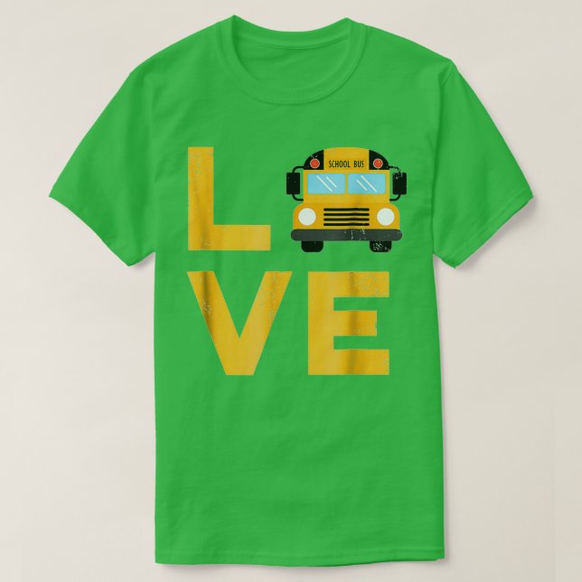 Kärlek School Buss Driver Typography Gift T Shirt (Design framsida)