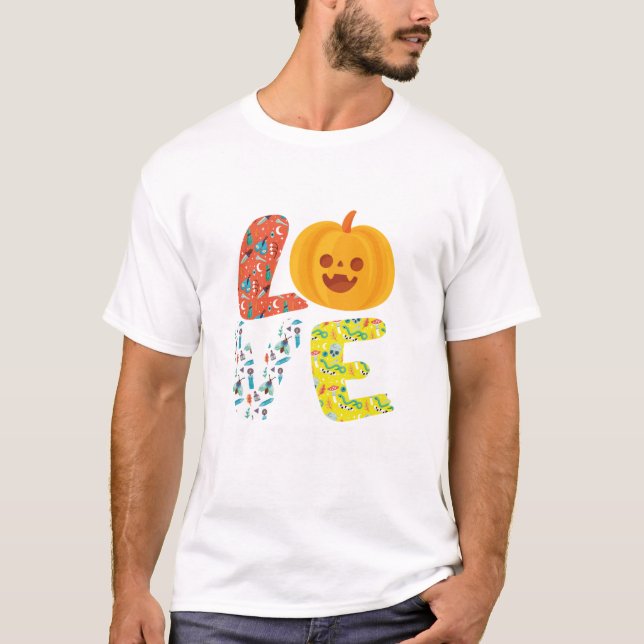 Kärlek School Halloween Pumpkin Teacher Student Sc T Shirt (Framsida)
