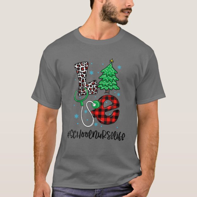 KÄRLEK School Nurse Life Nursing Leopard jul P T Shirt (Framsida)