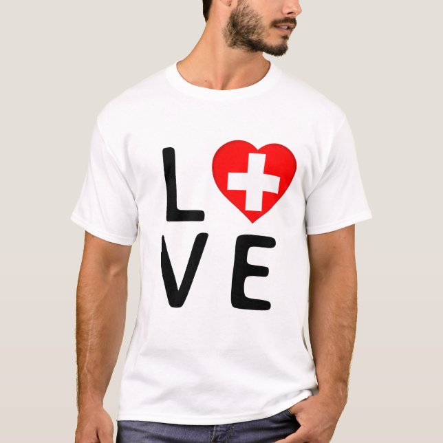 Kärlek - Schweiz Flagga T Shirt (Framsida)