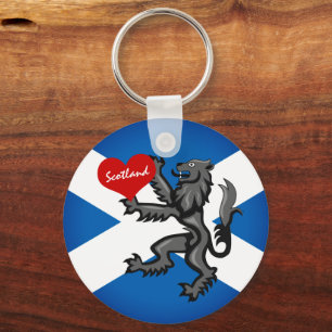 Kärlek Scotland, Rampant, Heart & Scottish Flagga Nyckelring