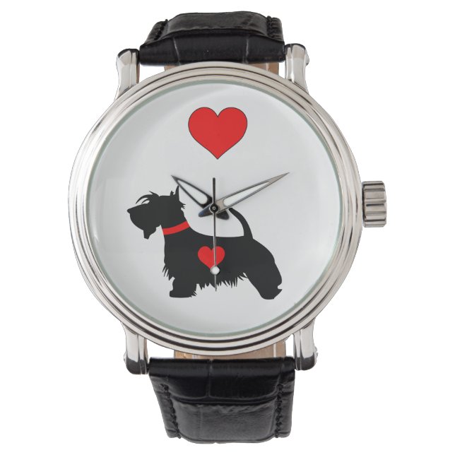 Kärlek Scottie hund watch Armbandsur (Framsida)