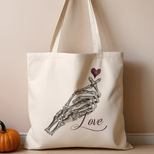 Kärlek Script Gothic Skeleton Heart Hand Monogram Tygkasse