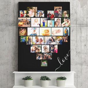 Kärlek Script Hjärtformade 29 Photo Collage Wra Canvastryck