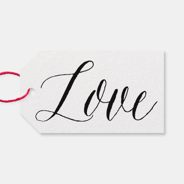 Kärlek Script | Kraft Papper Calligraphy Gift Märk Presentetikett (Baksidan Horisontell)