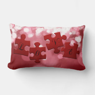 Kärlek Script Puzzle Delar Lumbarkudde