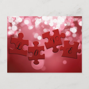 Kärlek Script Puzzle Delar Vykort