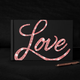 Kärlek Script | Svartvit och Rosa Glitter Star-Gni Gästböcker
