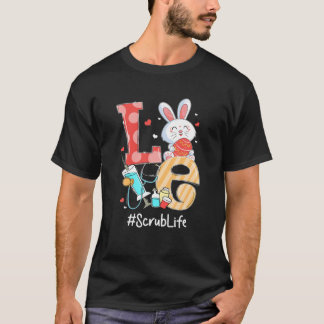 KÄRLEK SCrub Life Nurse Cute Påskhare Eggs Steth T Shirt