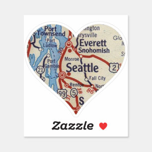 Kärlek Seattle Vintage Karta Klistermärken