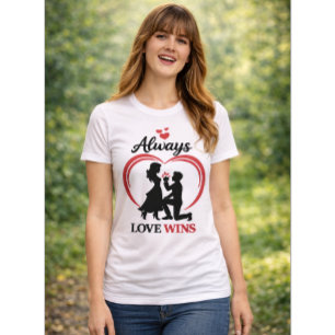 Kärlek segrar alltid – Romansk t-shirt för kvinnor