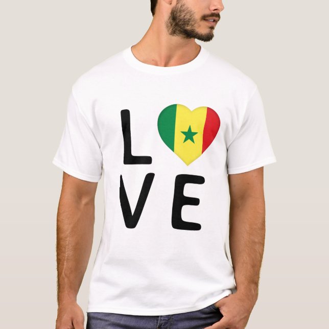 Kärlek - Senegal Flagga T Shirt (Framsida)