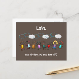 Kärlek ser allt Färg och Kärlek allt - mångfald Vykort
