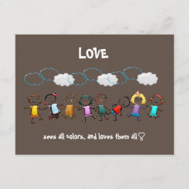 Kärlek ser allt Färg och Kärlek allt - mångfald Vykort