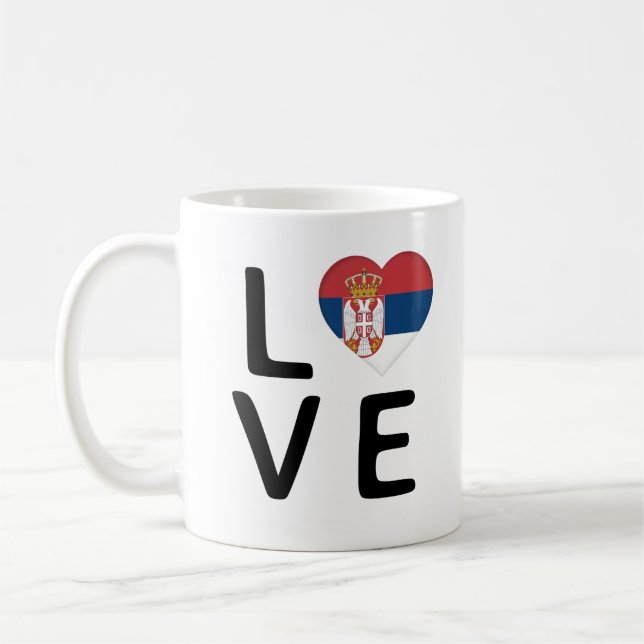 Kärlek - Serbien Flagga Kaffemugg (Vänster)