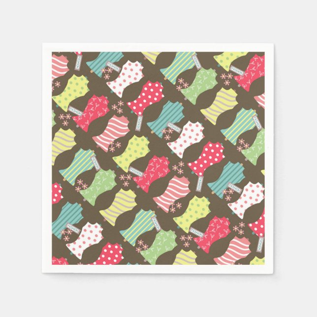 Kärlek Sewing Mannequin Brown Pappersservett (Framsidan)