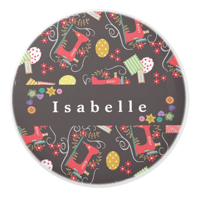 Kärlek Sewing Maskin Brown Knopp (Framsidan)