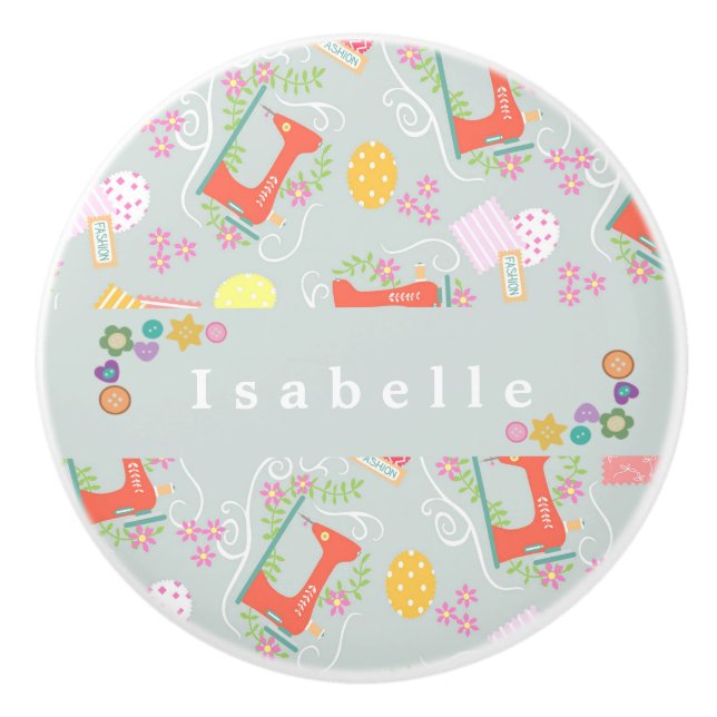 Kärlek Sewing Maskin Grått Knopp (Framsidan)