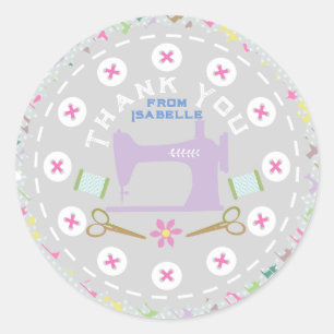 Kärlek Sewing Maskin Pastel Grått Runt Klistermärke