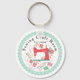 Kärlek Sewing Maskin. Personlig. Blått. Nyckelring