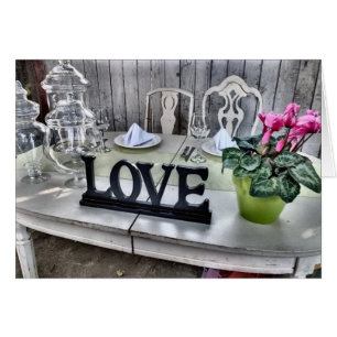 KÄRLEK - Shabby chic utomhusbröllopsmottagning Hälsningskort