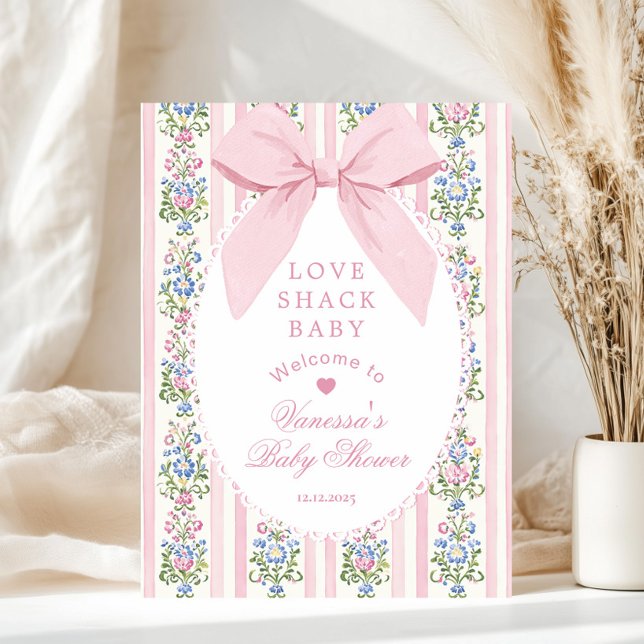 Kärlek Shack Baby Coquette Bow Baby Shower Välkomm Poster (Skapare uppladdad)