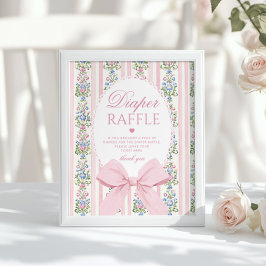 Kärlek Shack Baby Diaper raffle Coquette Bow Poster