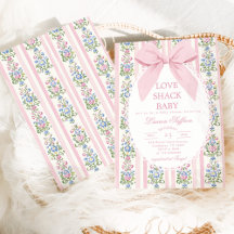 Kärlek Shack Baby Rosa Bow Blommigt Baby Shower