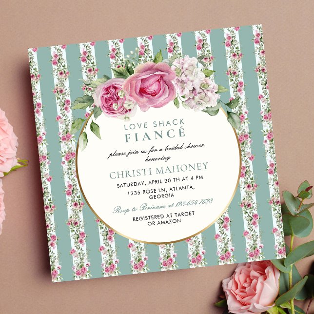 Kärlek Shack Fiance Blommigt Party Möhippa Inbjudningar (Skapare uppladdad)