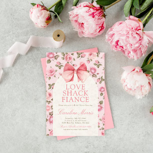 Kärlek Shack Fiance Rosa Flowers Möhippa Inbjudningar