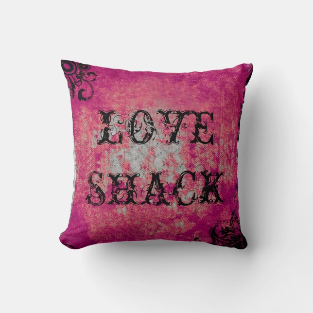 KÄRLEK SHACK ROSA & BLACK PILLOW KUDDE (Framsida)