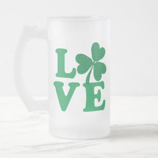 Kärlek-Shamrock Frostat Ölglas
