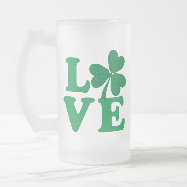 Kärlek-Shamrock Frostat Ölglas (Vänster)