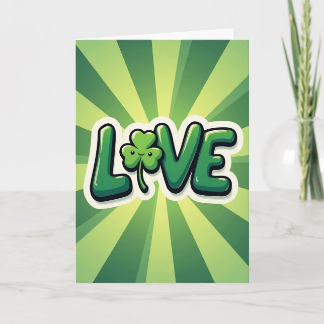 Kärlek Shamrock Grön Stråle Kort (Framsida)