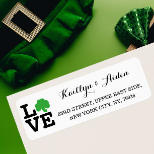 Kärlek Shamrock Irish Klöver Anpassningsbar St pat Returadress Etikett