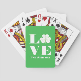 Kärlek Shamrock Klöver Irisgrön Vit Anpassad Text Casinokort